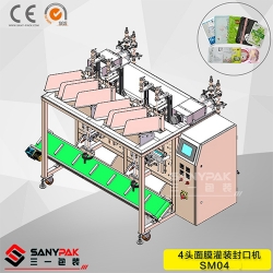 Four head filling and sealing machine